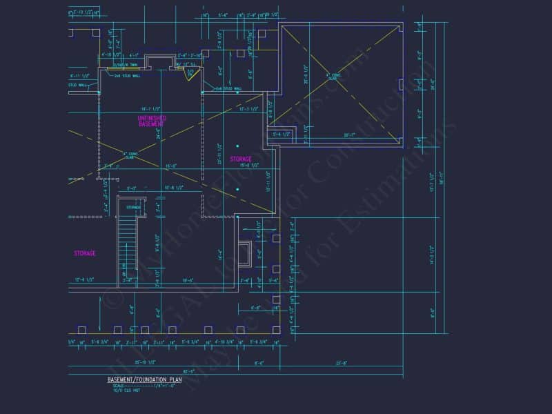 Traditional 2-Story house Plan with 4 Bedrooms and Basement (82'-5"x59'-11")