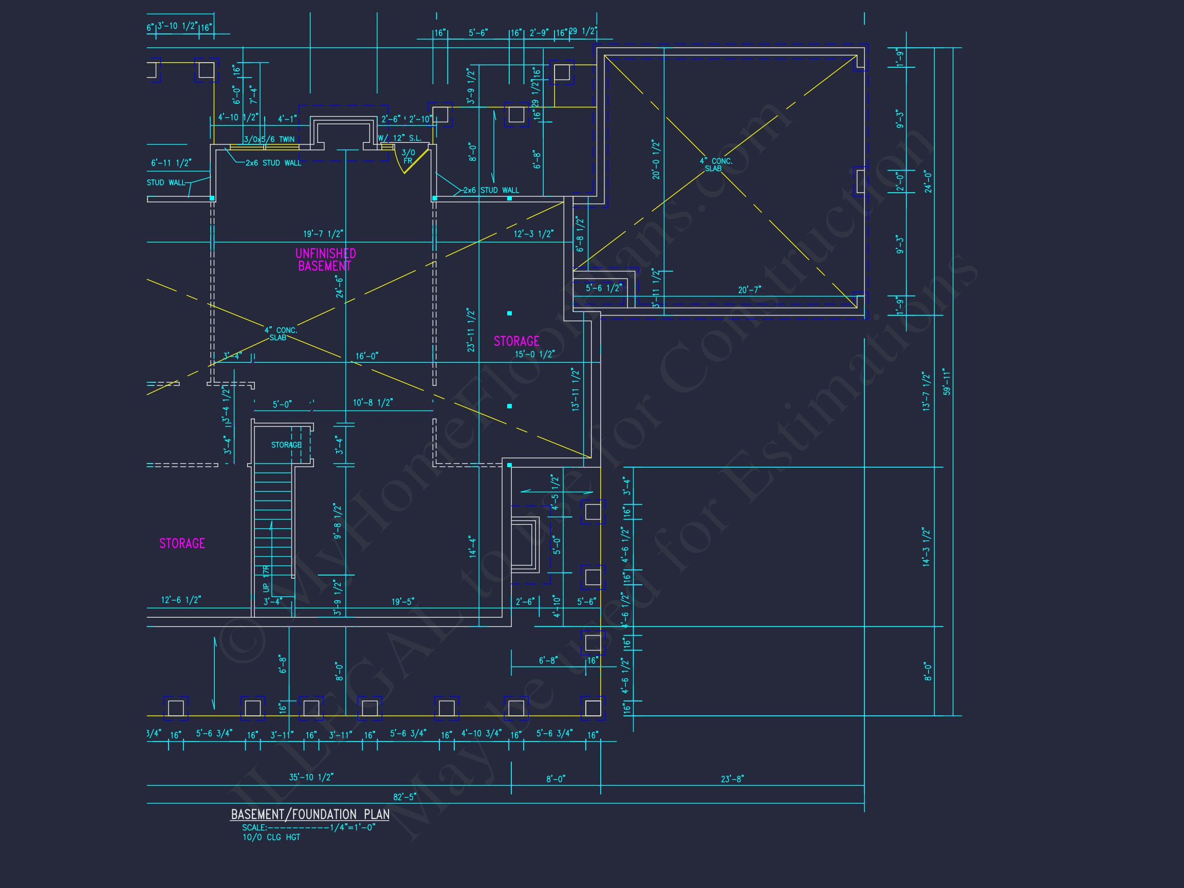 Traditional 2-Story house Plan with 4 Bedrooms and Basement (82'-5"x59'-11")