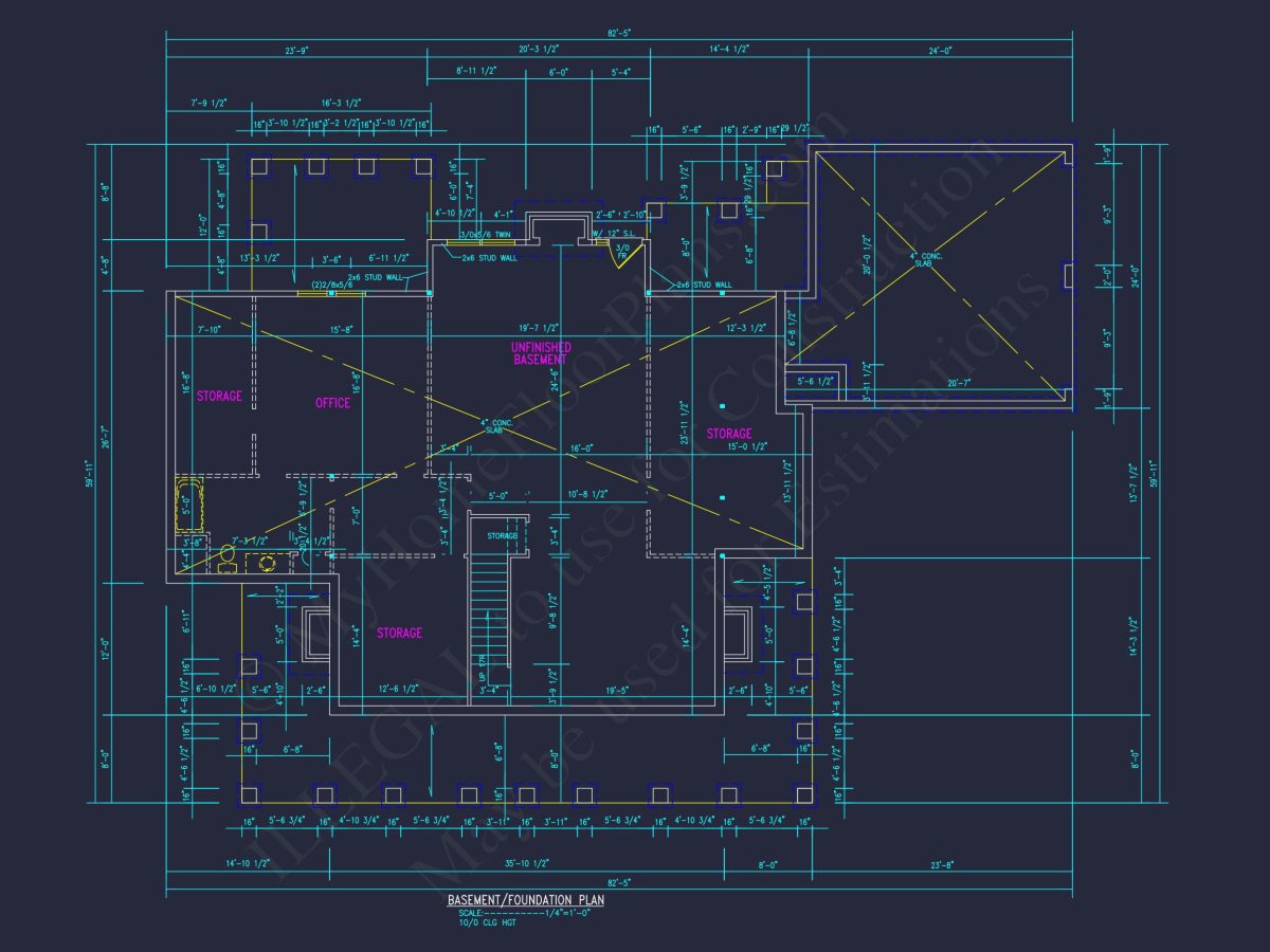 Traditional 2-Story house Plan with 4 Bedrooms and Basement (82'-5"x59'-11")