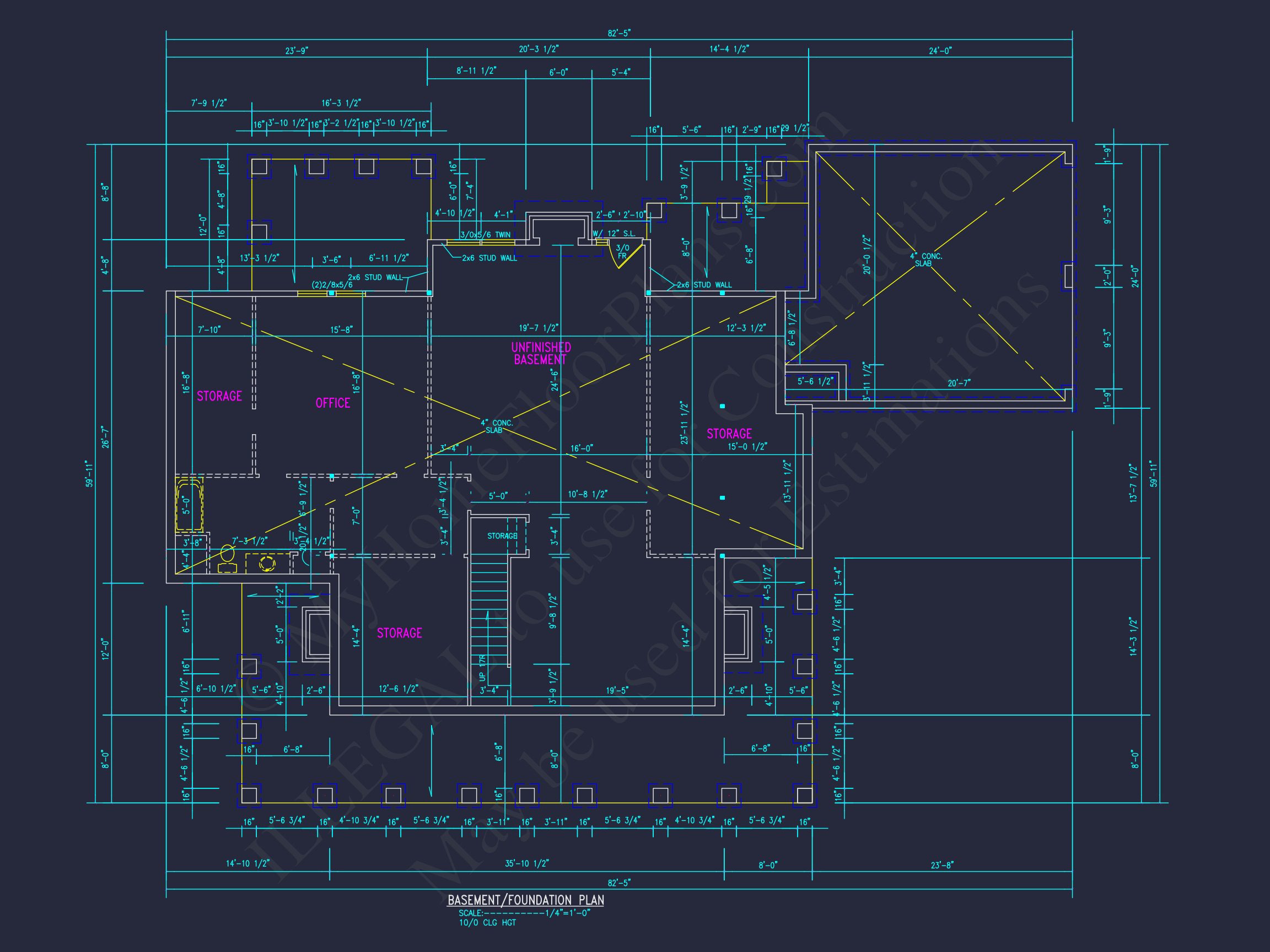 Traditional 2-Story house Plan with 4 Bedrooms and Basement (82'-5"x59'-11")
