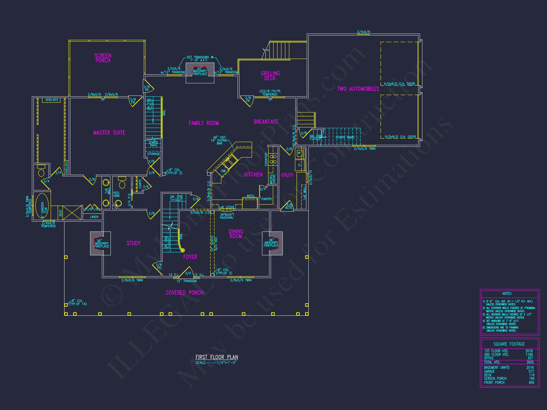 Traditional 2-Story house Plan with 4 Bedrooms and Basement (82'-5"x59'-11")