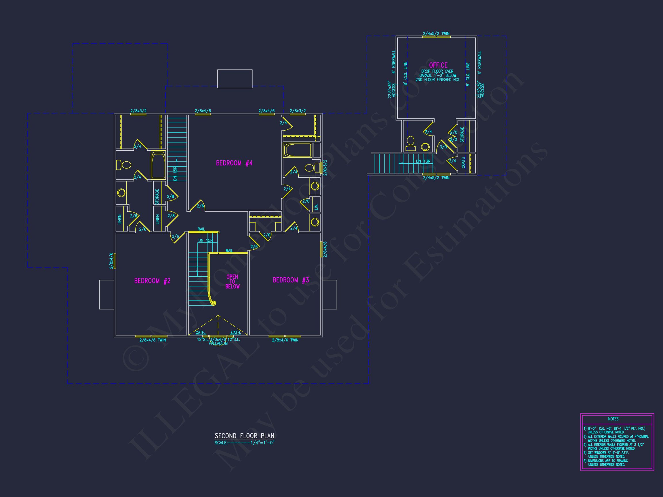 Traditional 2-Story house Plan with 4 Bedrooms and Basement (82'-5"x59'-11")