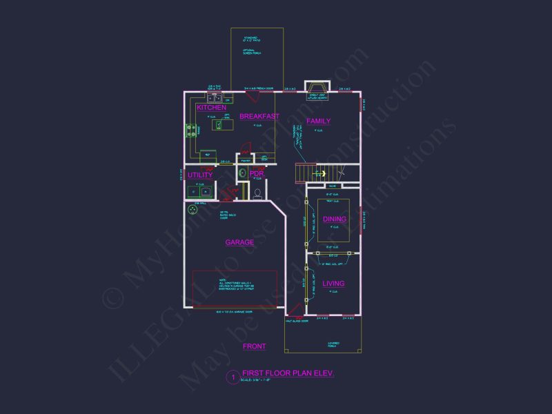 Traditional 2-Story house Plan with Open Floor Plan & Fireplace (2912 Sq Ft)