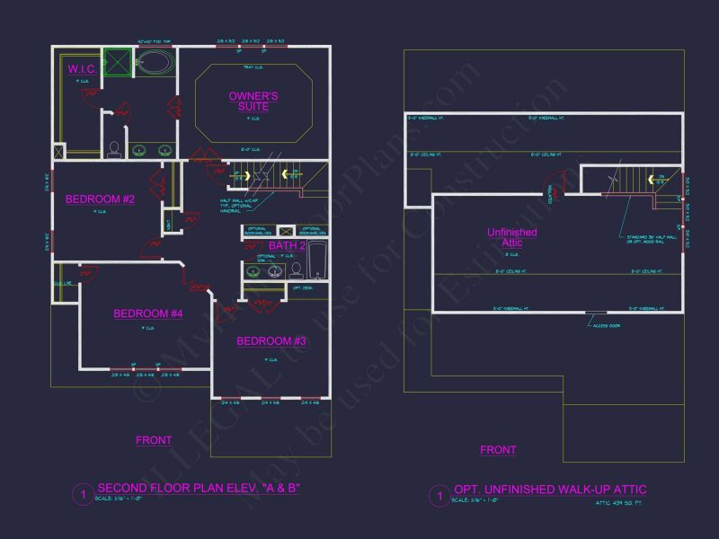 Traditional 2-Story house Plan with Open Floor Plan & Fireplace (2912 Sq Ft)
