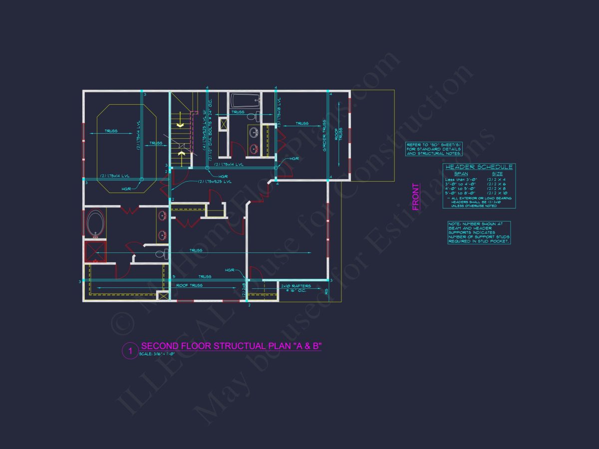 Traditional 2-Story house Plan with Open Floor Plan & Fireplace (2912 Sq Ft)