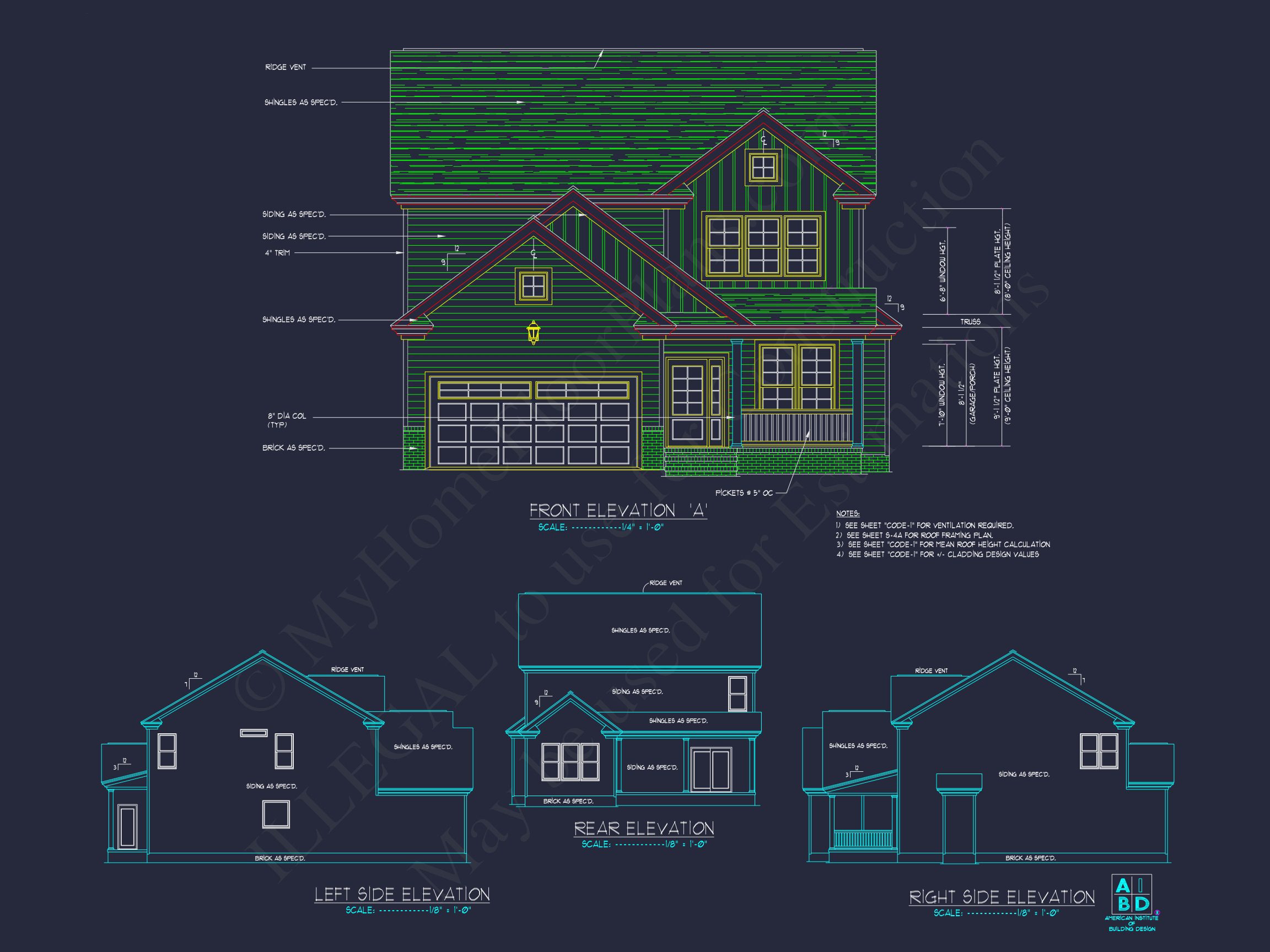 Traditional 2-Story house Plan (2570 Sq Ft) - Blueprints & CAD Files