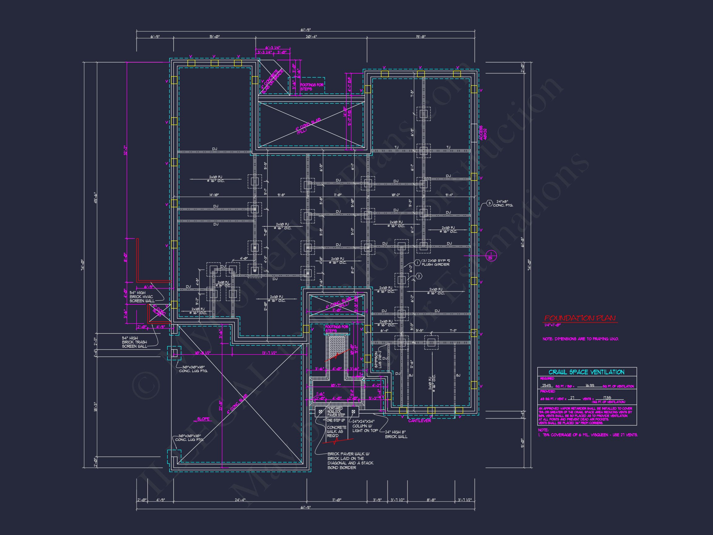 Traditional 3-Bedroom house Plan with Courtyard (Blueprint)