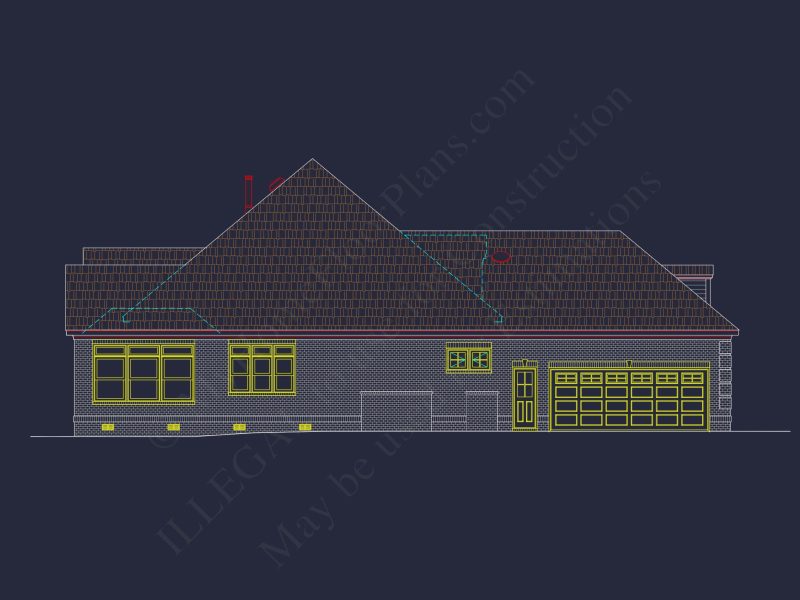 Traditional 3-Bedroom house Plan with Courtyard (Blueprint)