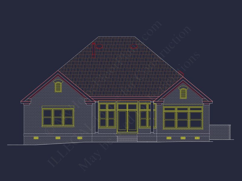 Traditional 3-Bedroom house Plan with Courtyard (Blueprint)