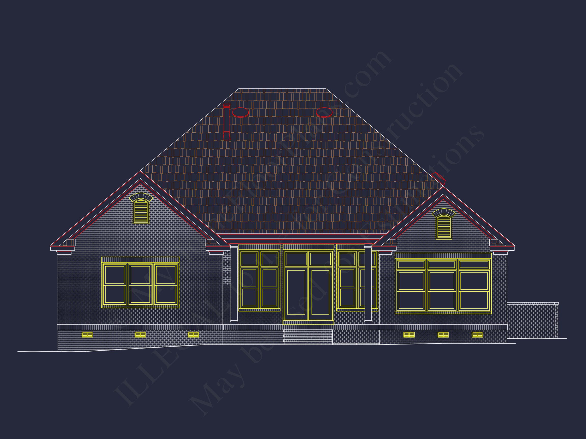 Traditional 3-Bedroom house Plan with Courtyard (Blueprint)