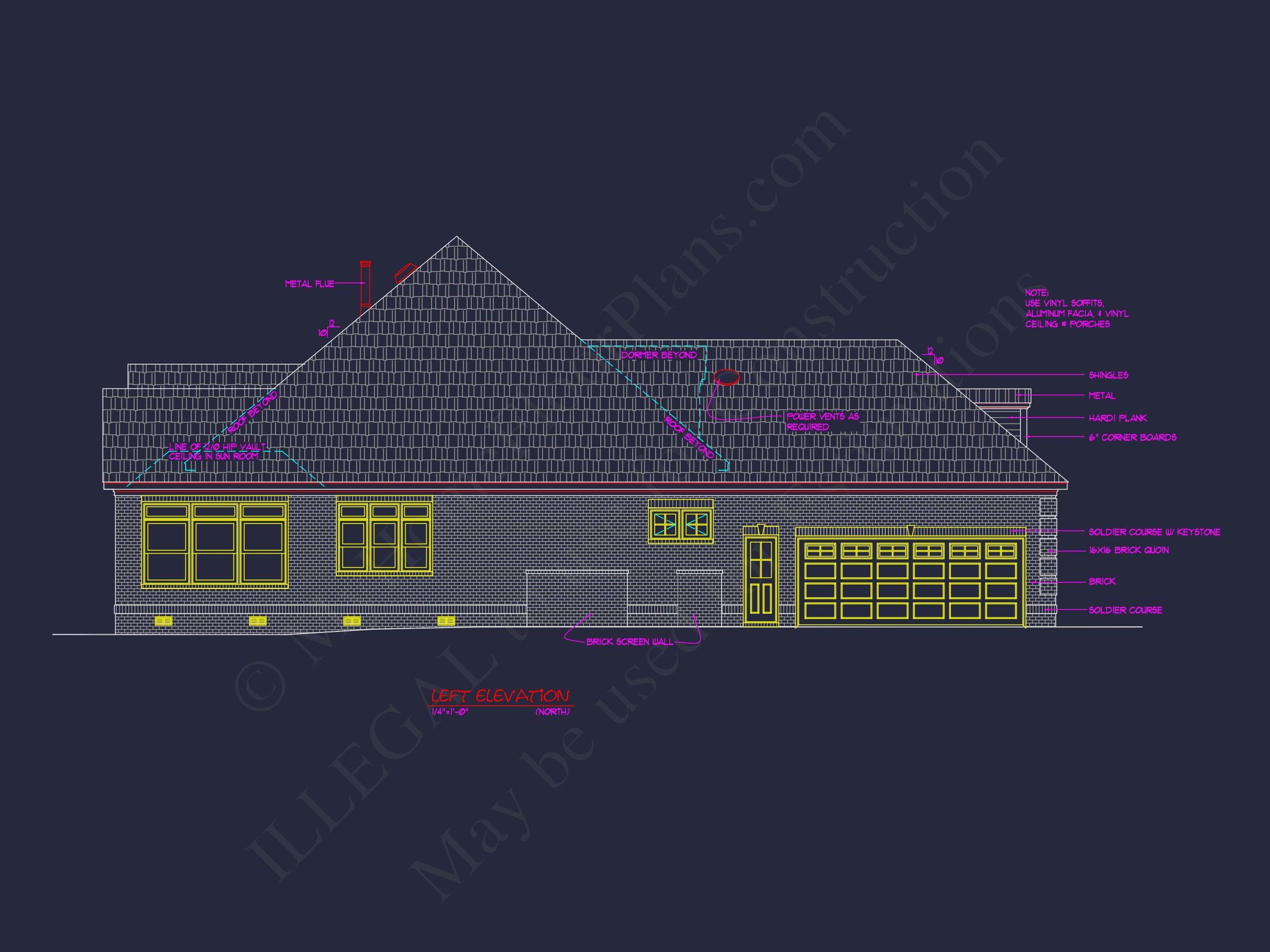 Traditional 3-Bedroom house Plan with Courtyard (Blueprint)