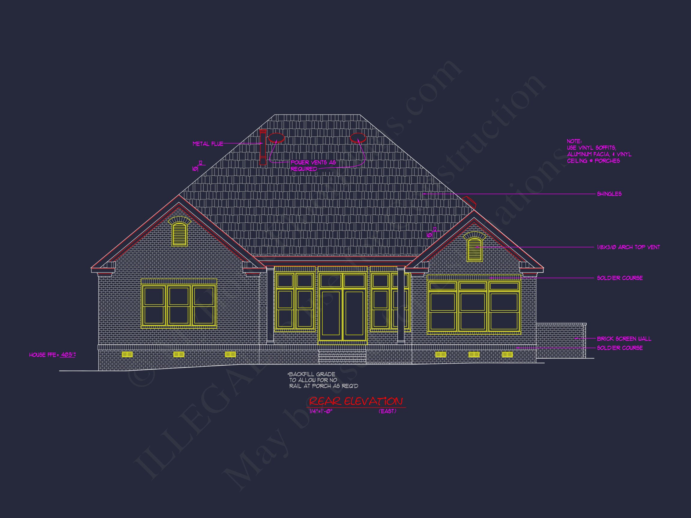 Traditional 3-Bedroom house Plan with Courtyard (Blueprint)