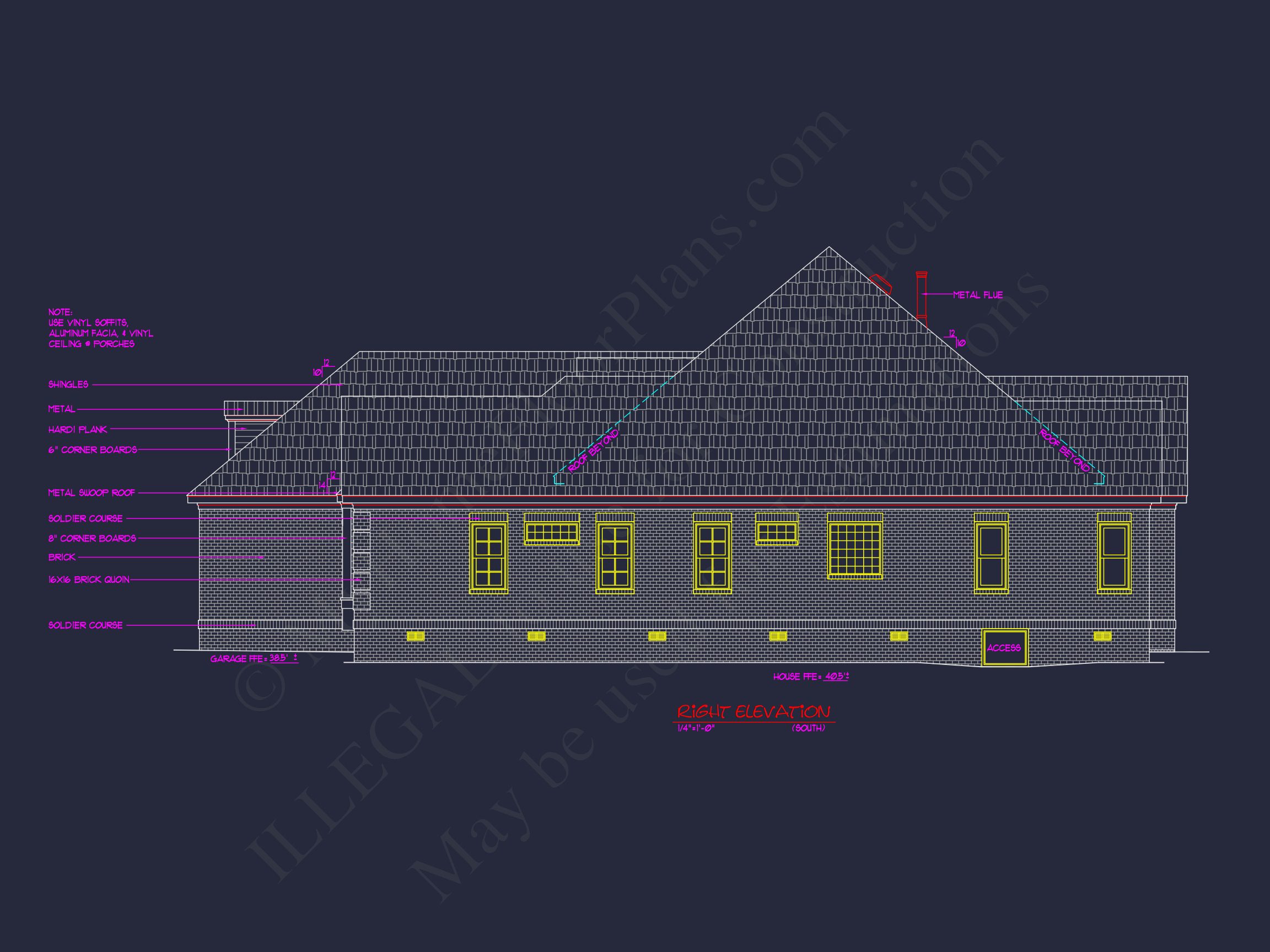 Traditional 3-Bedroom house Plan with Courtyard (Blueprint)