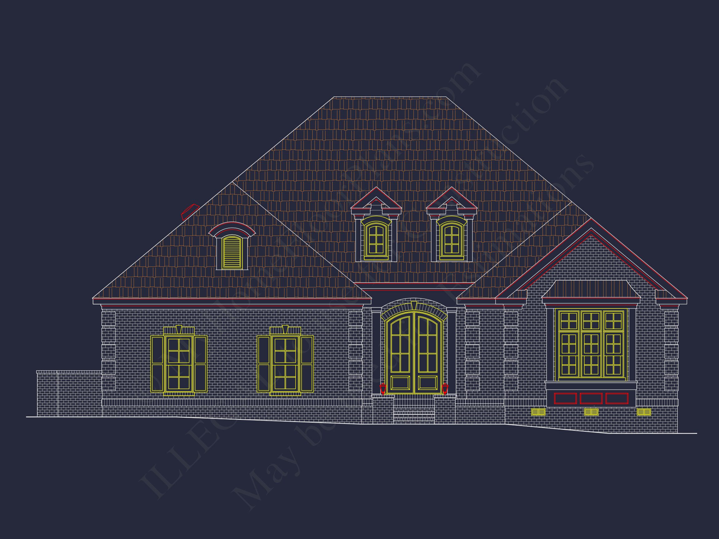 Traditional 3-Bedroom house Plan with Courtyard (Blueprint)
