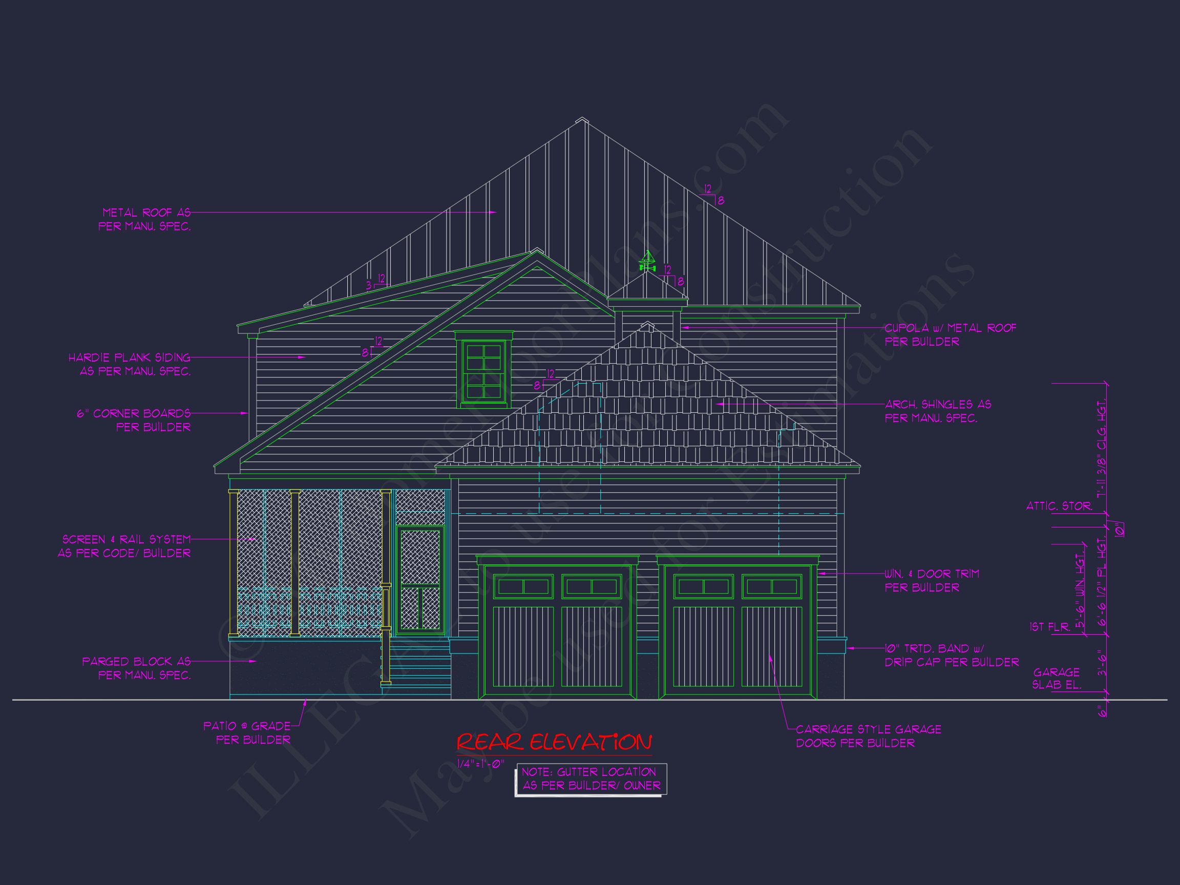 Traditional Charleston house Plan: 2-Story,3-4 BR,2-Car