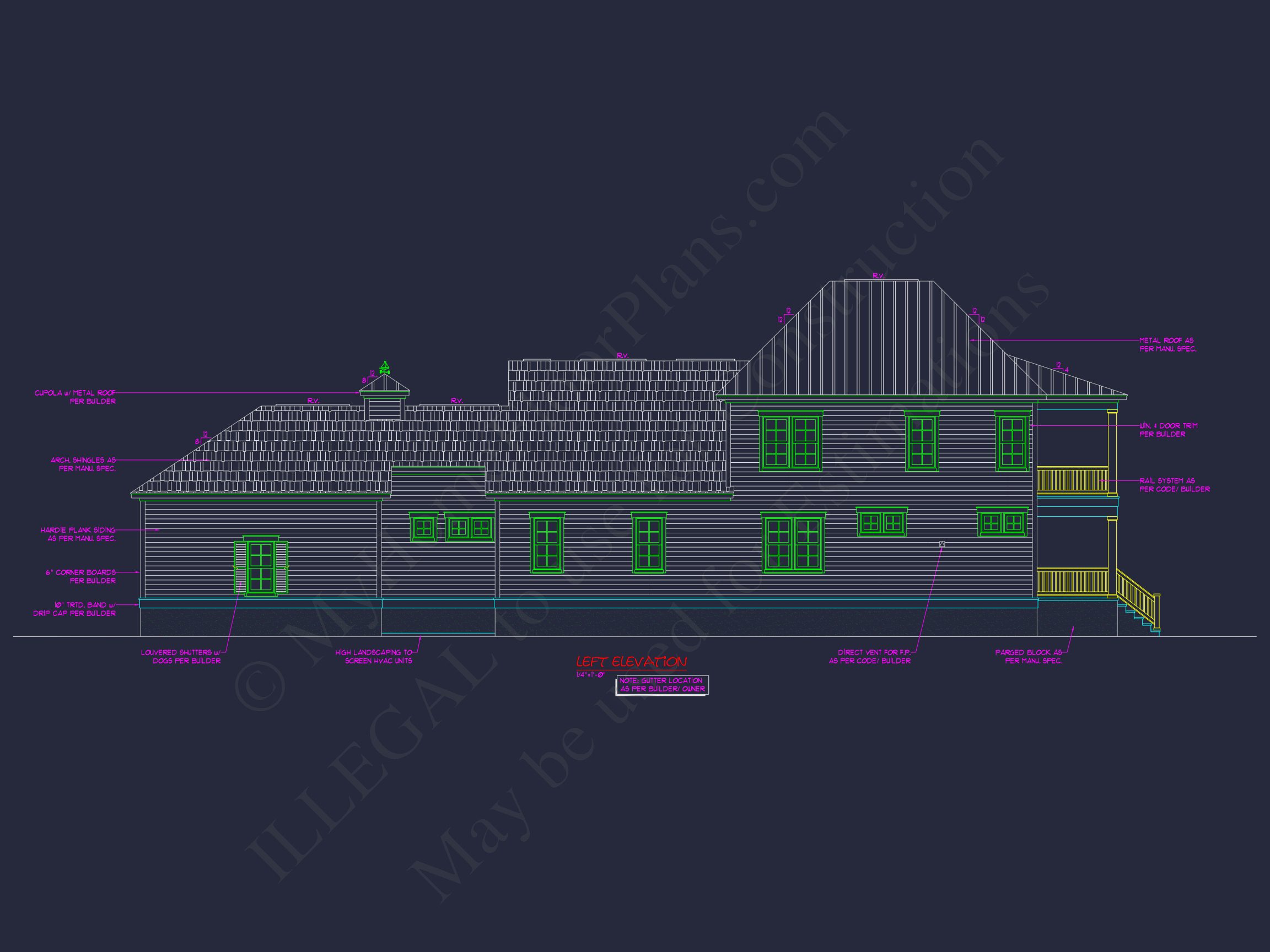 Traditional Charleston house Plan: 2-Story,3-4 BR,2-Car