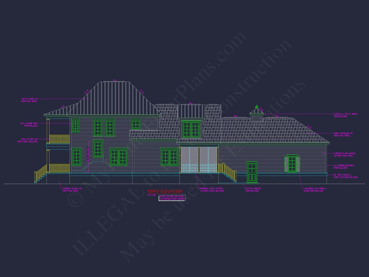 Traditional Charleston house Plan: 2-Story, 3-4 BR, 2-Car