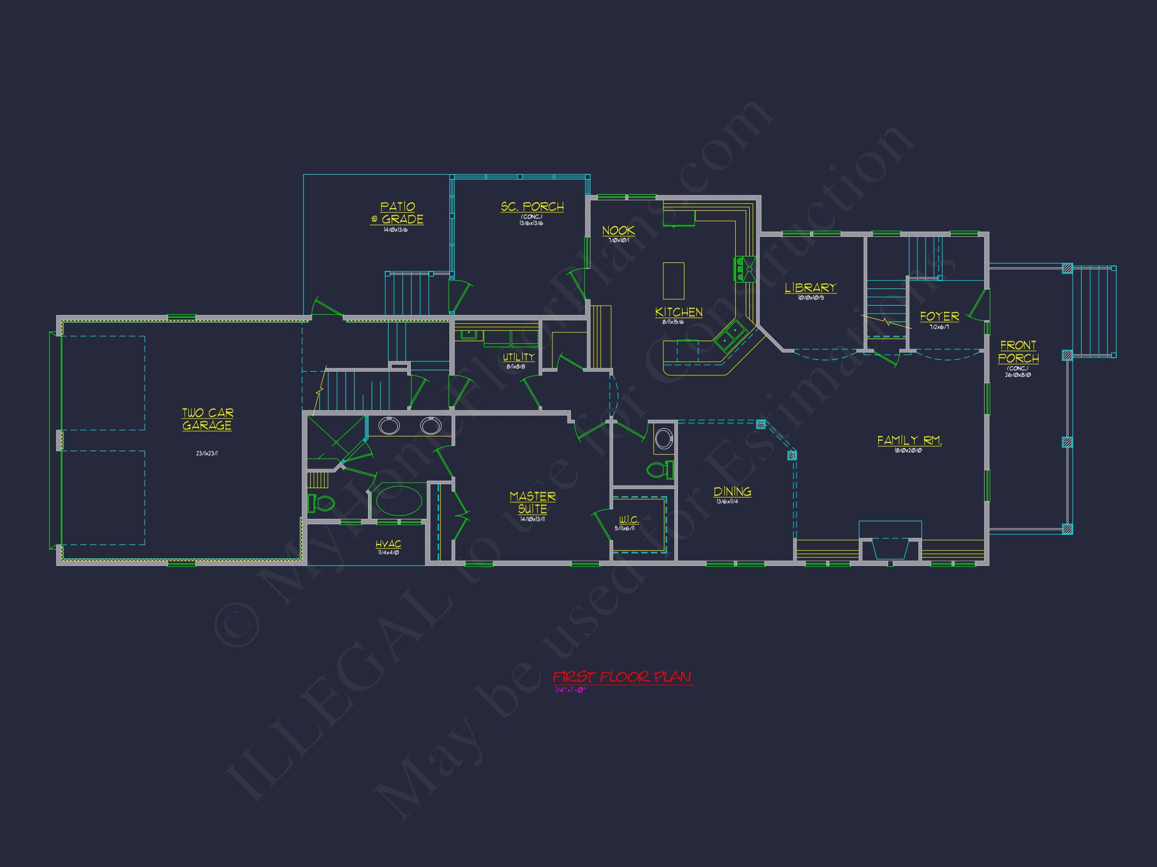 Traditional Charleston house Plan: 2-Story,3-4 BR,2-Car