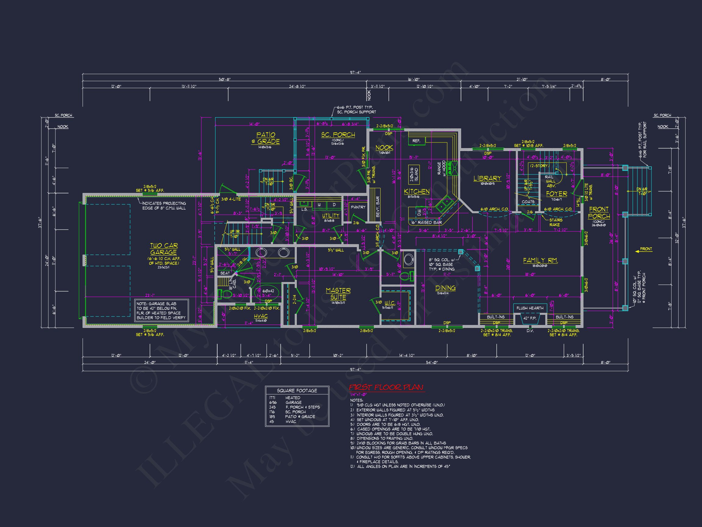 Traditional Charleston house Plan: 2-Story,3-4 BR,2-Car