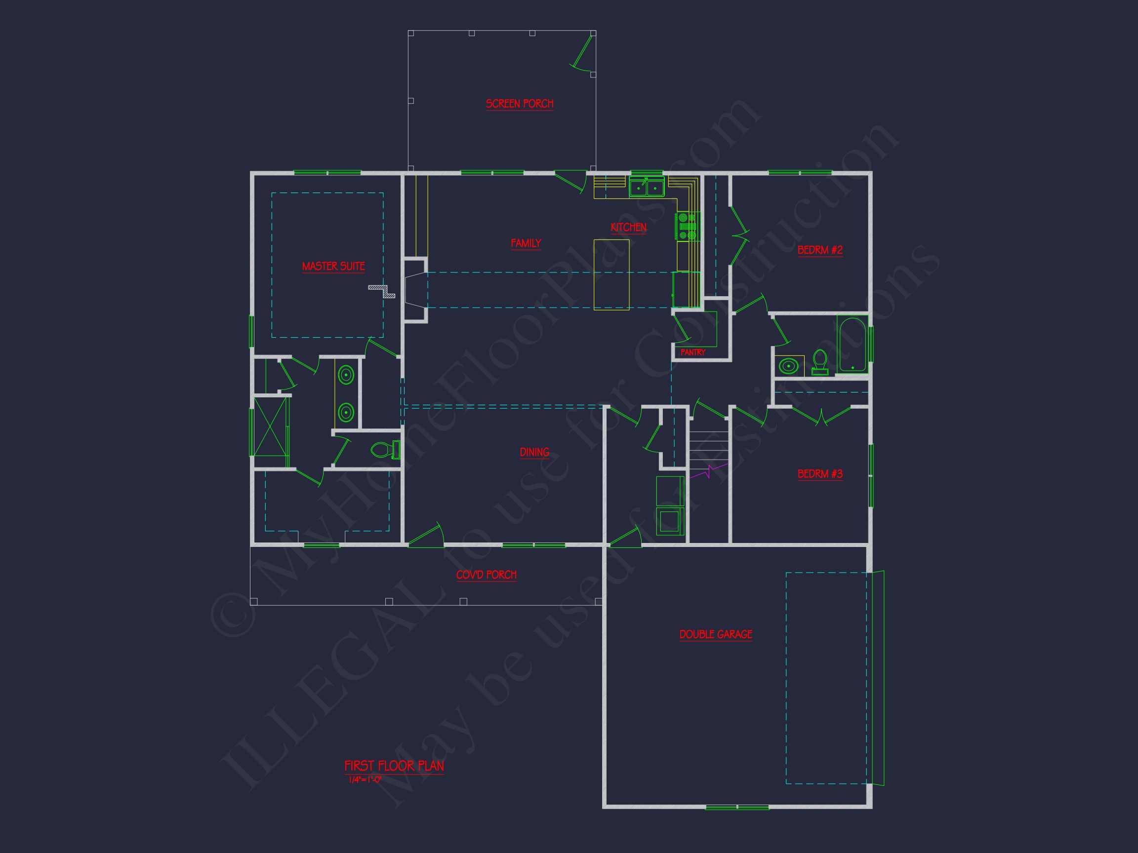 Traditional Country house Plan with Open Floor Plan & CAD Designs