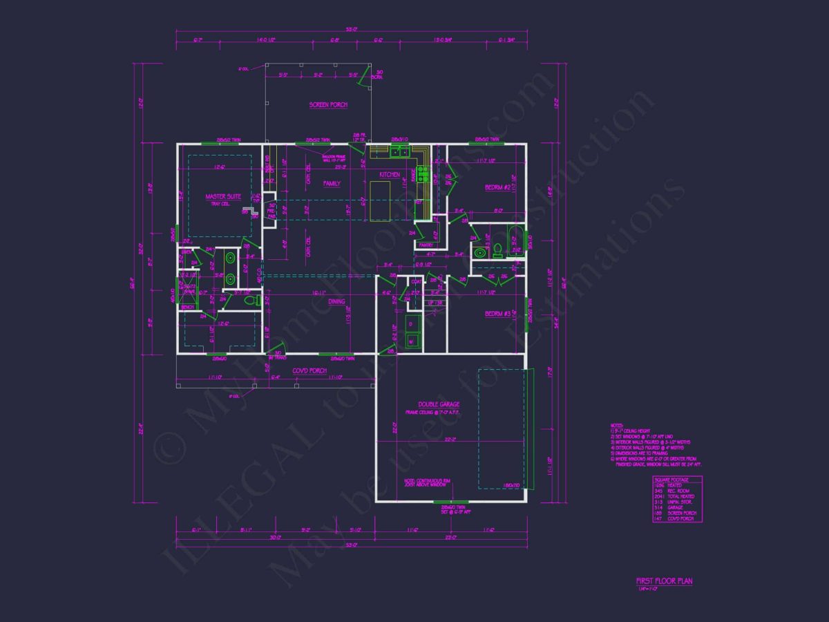 Traditional Country house Plan with Open Floor Plan & CAD Designs