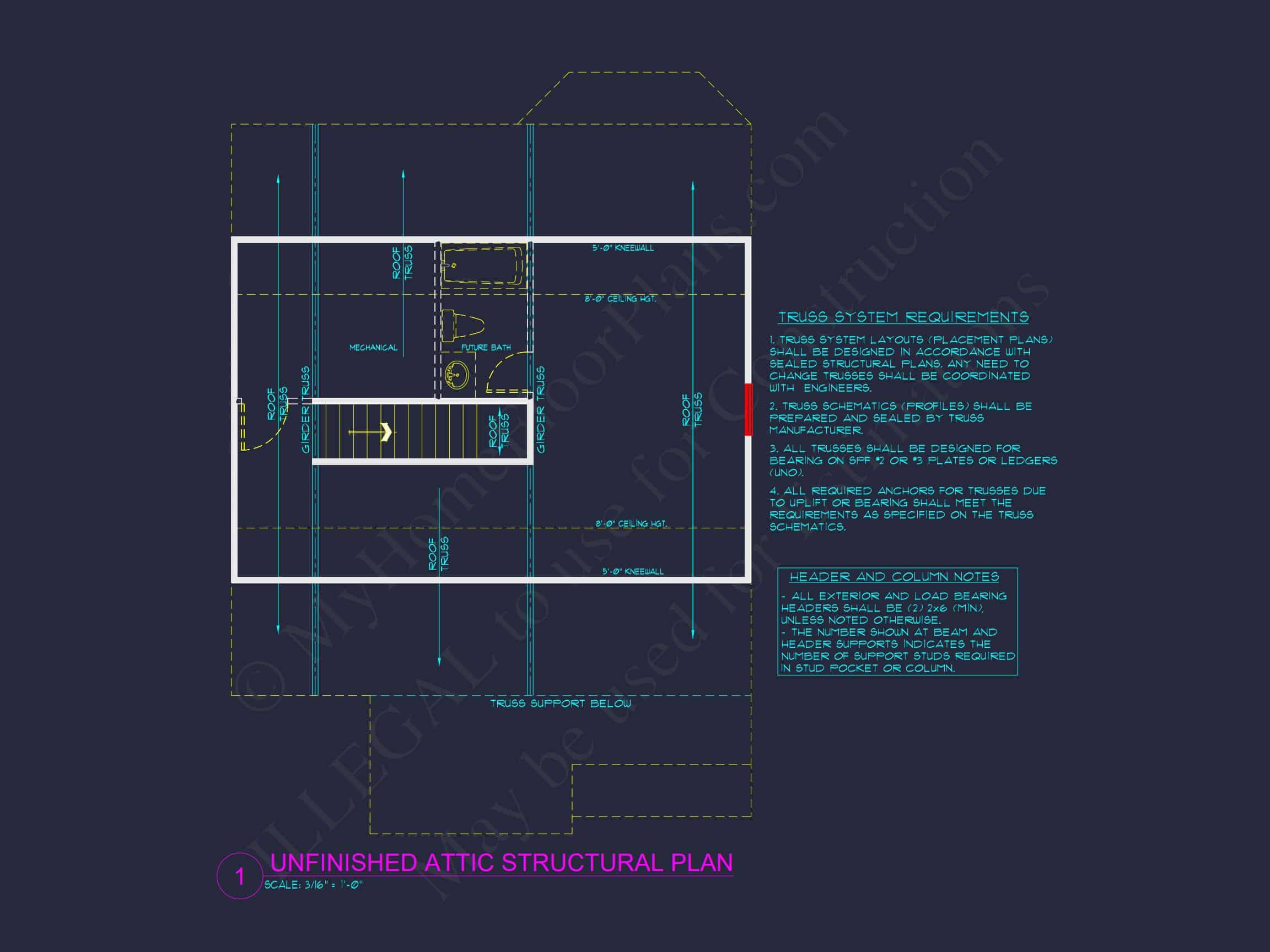Traditional Craftsman house Floor Plan with Architectural Designs