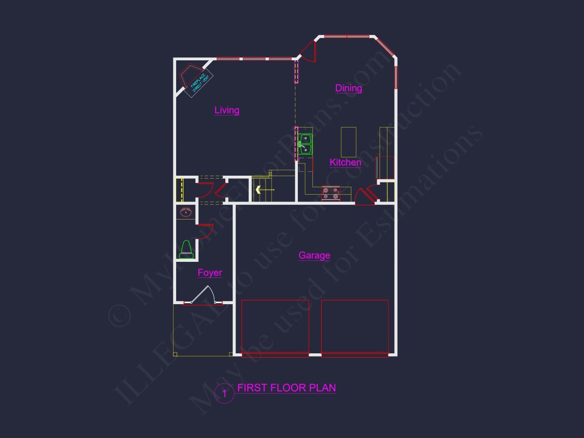 Traditional Craftsman house Floor Plan with Architectural Designs