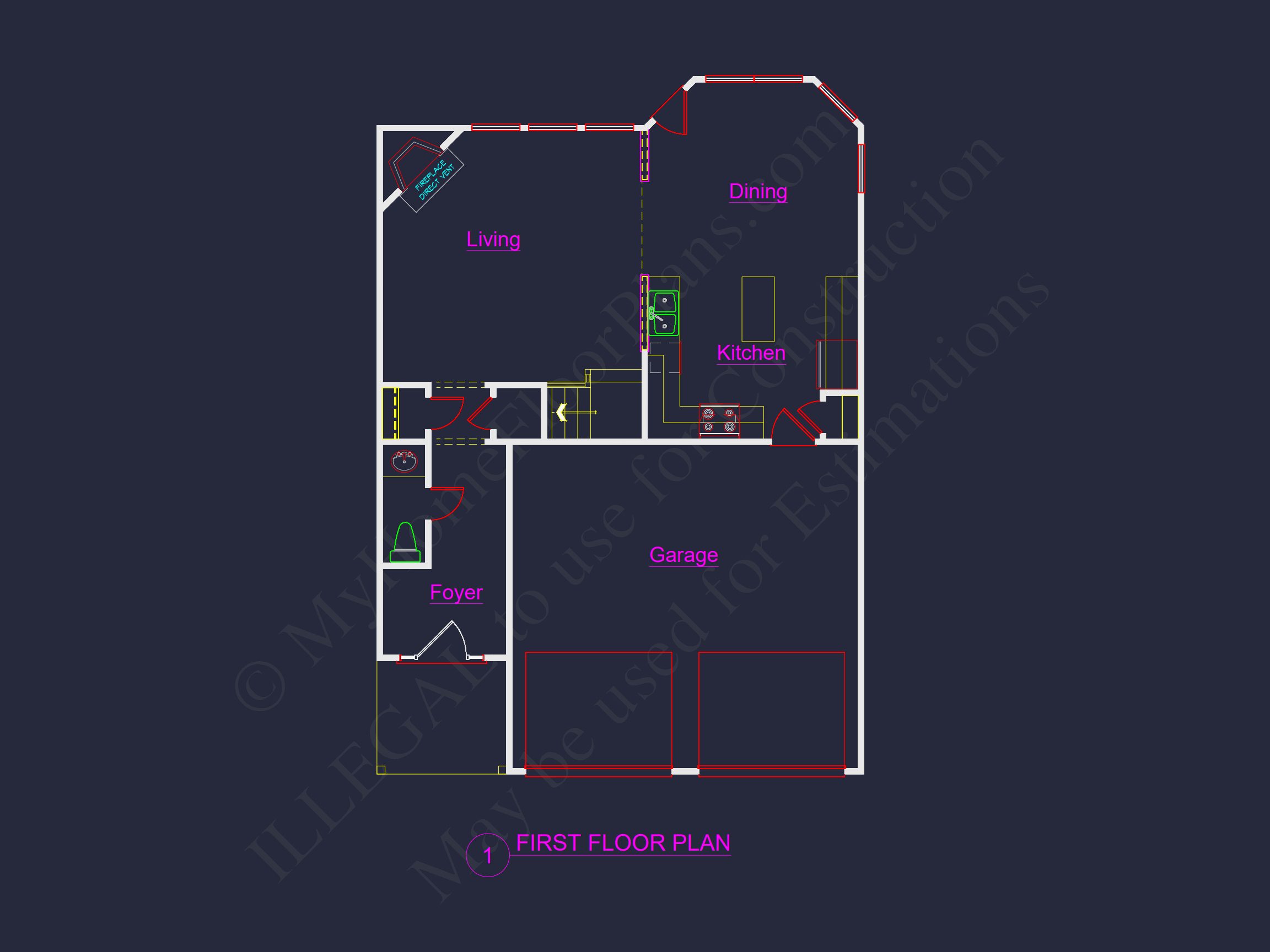 Traditional Craftsman house Floor Plan with Architectural Designs