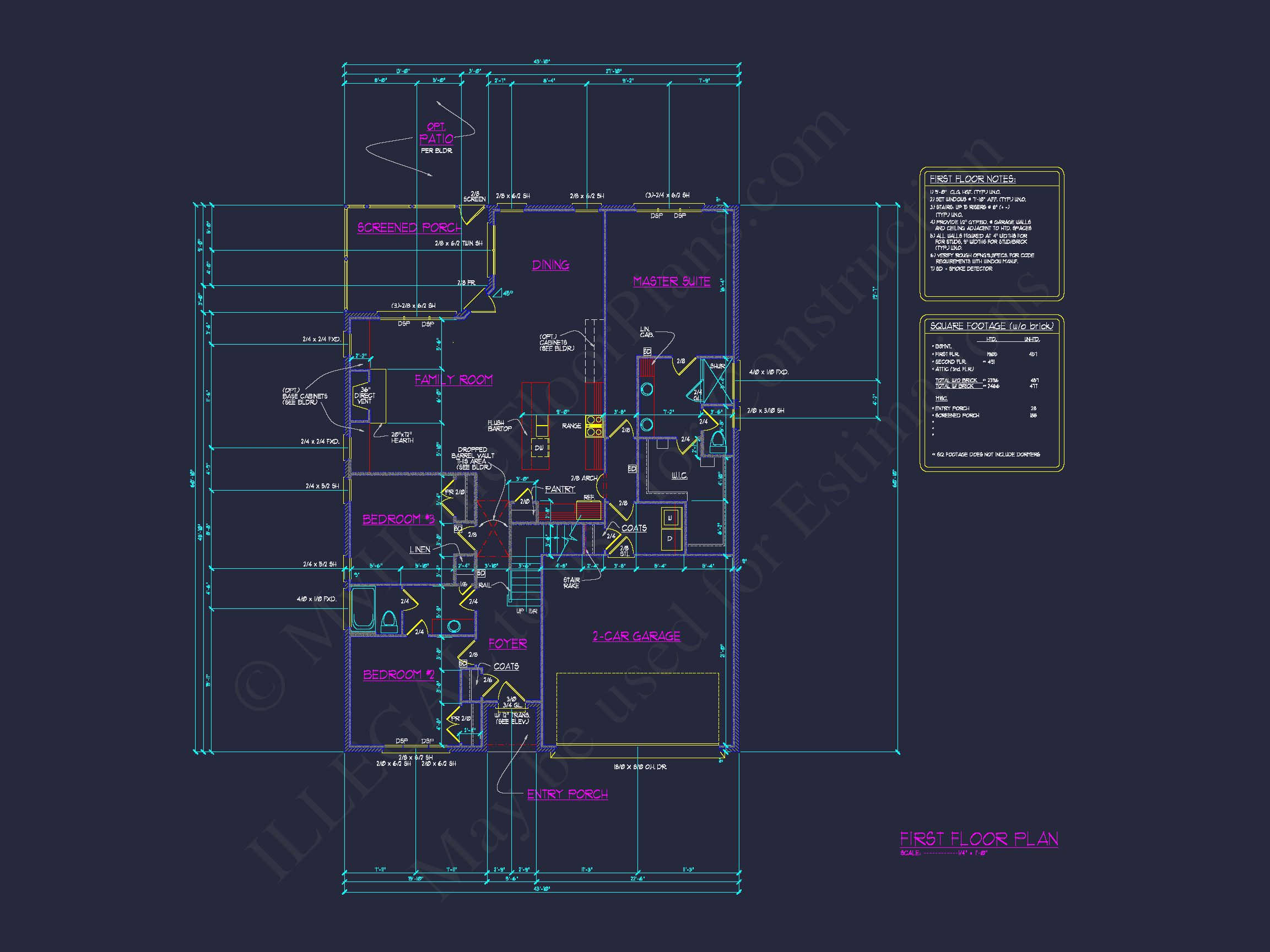 Traditional Craftsman house Floor Plan with CAD Designs