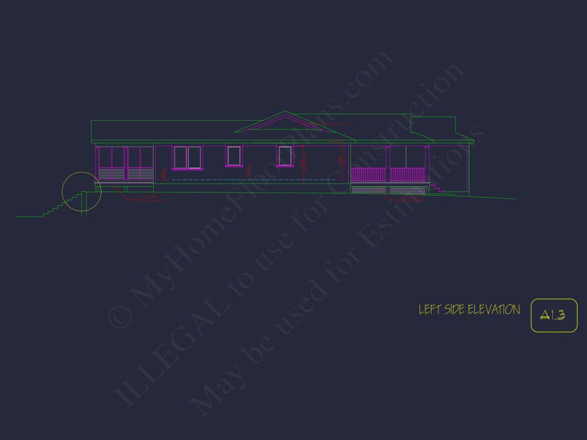 Traditional Craftsman house Plan with 1-Story CAD Designs
