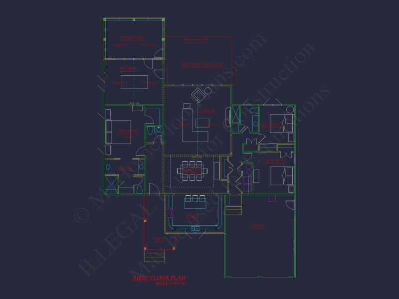 Traditional Craftsman house Plan with 1-Story CAD Designs