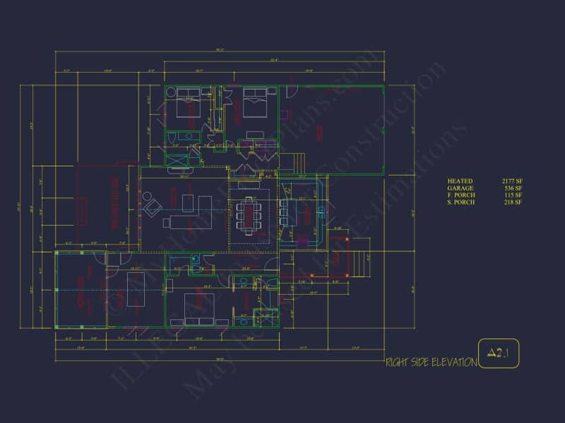 Traditional Craftsman house Plan with 1-Story CAD Designs
