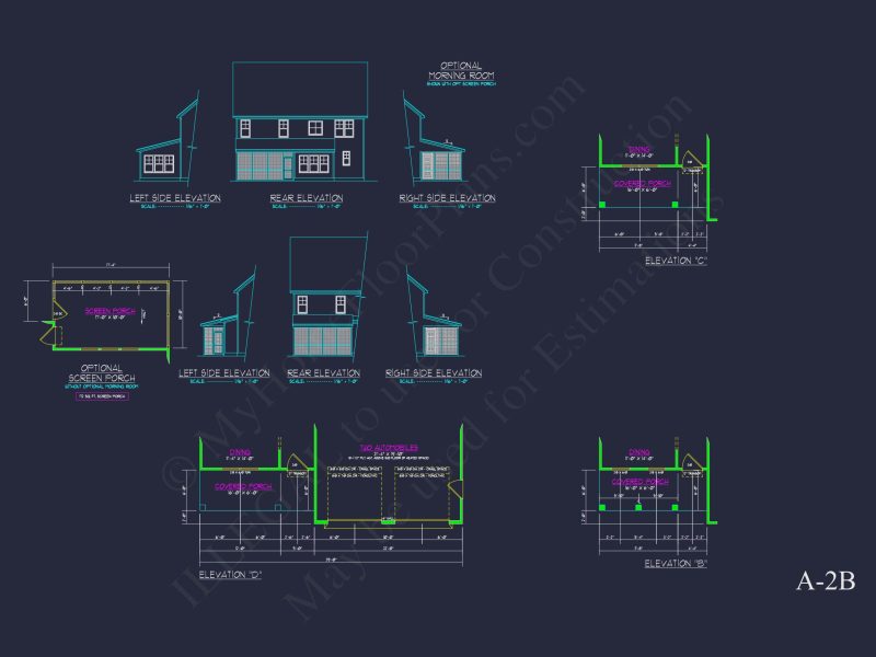 Traditional Craftsman house Plan with 2 Floors & CAD Blueprints