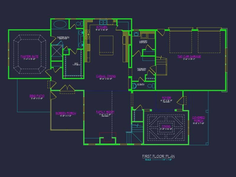 Traditional Craftsman house Plan with 2-Story Floor Design
