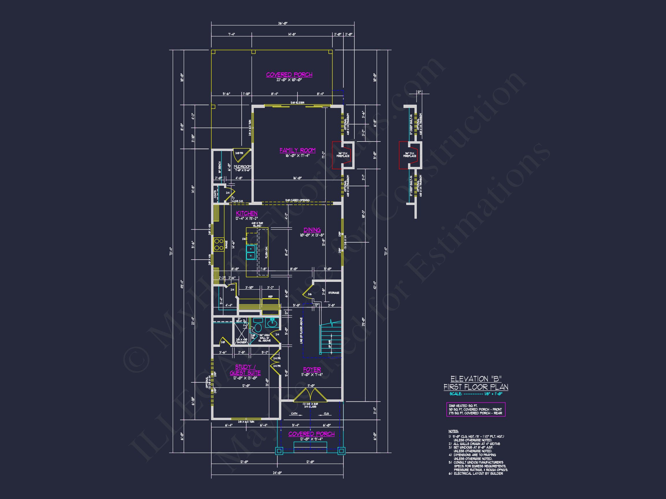 Traditional Craftsman house Plan with Detailed CAD Floor Designs