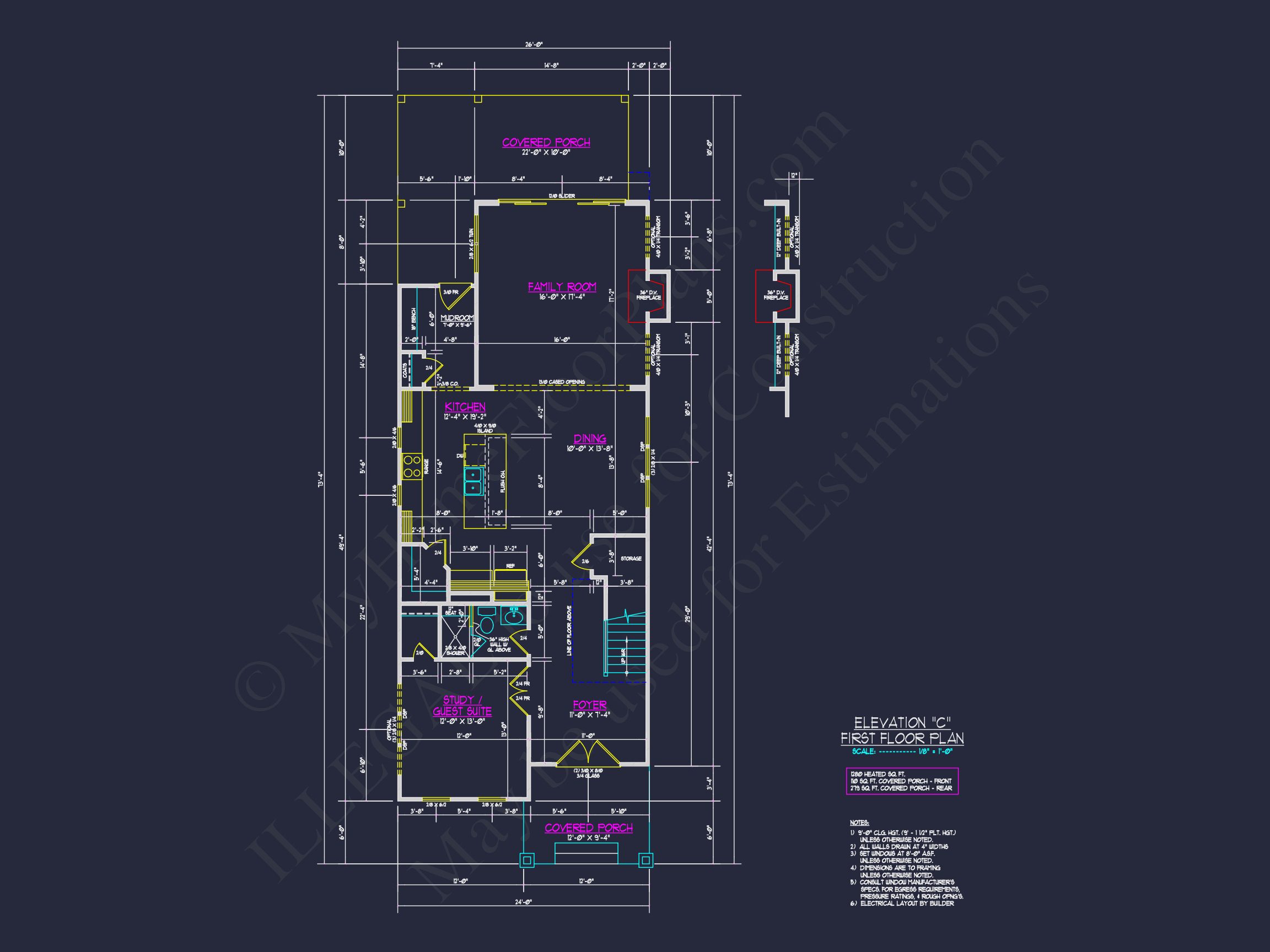 Traditional Craftsman house Plan with Detailed CAD Floor Designs