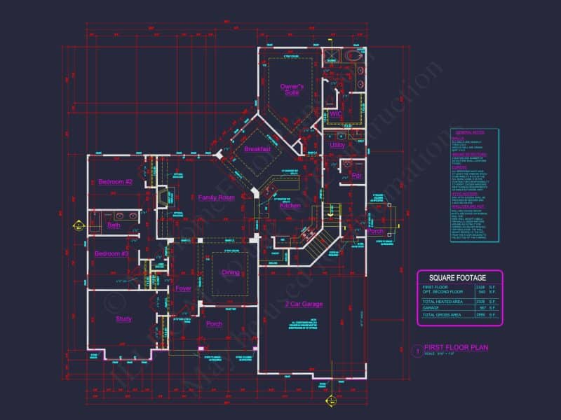 Traditional Craftsman house Plan with Detailed Floor Blueprint