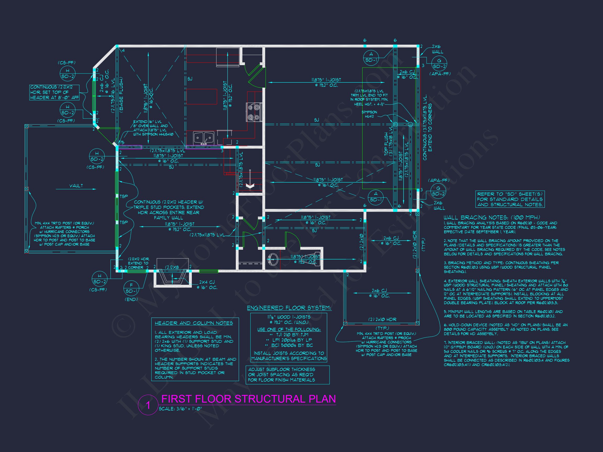 Traditional Craftsman house Plan with Detailed Floor Designs