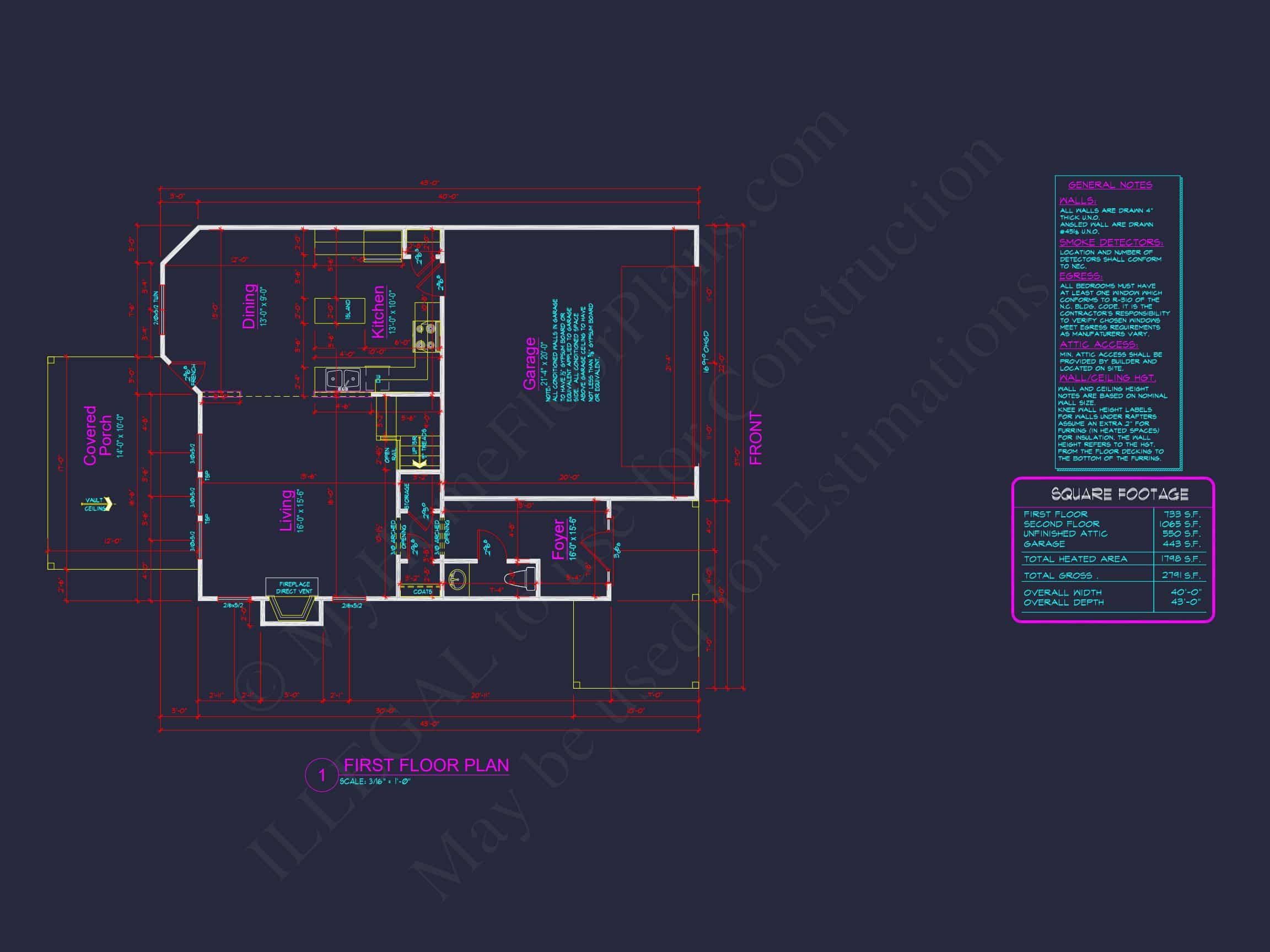 Traditional Craftsman house Plan with Detailed Floor Designs