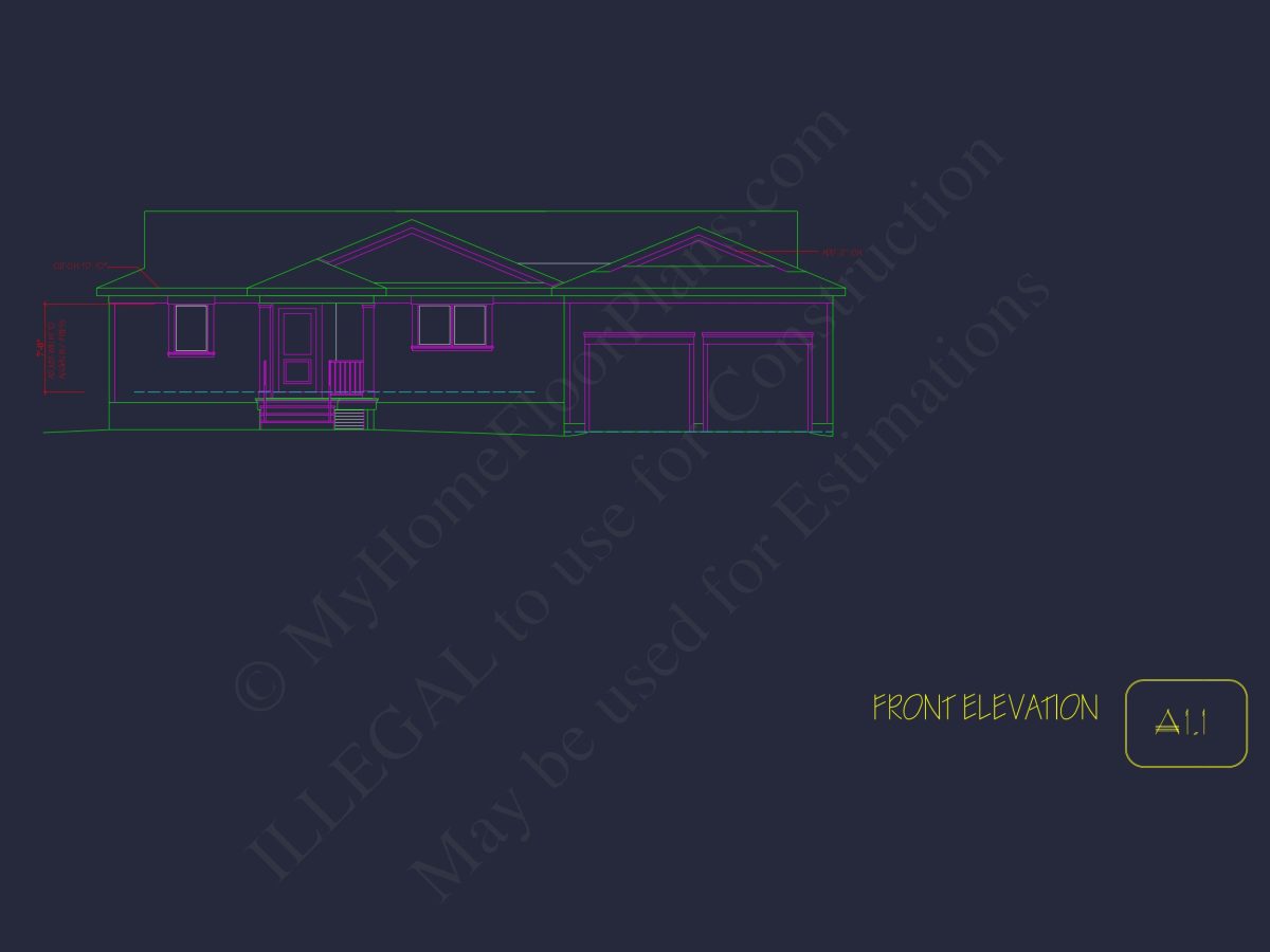 Traditional Craftsman house Plan with 1-Story CAD Designs