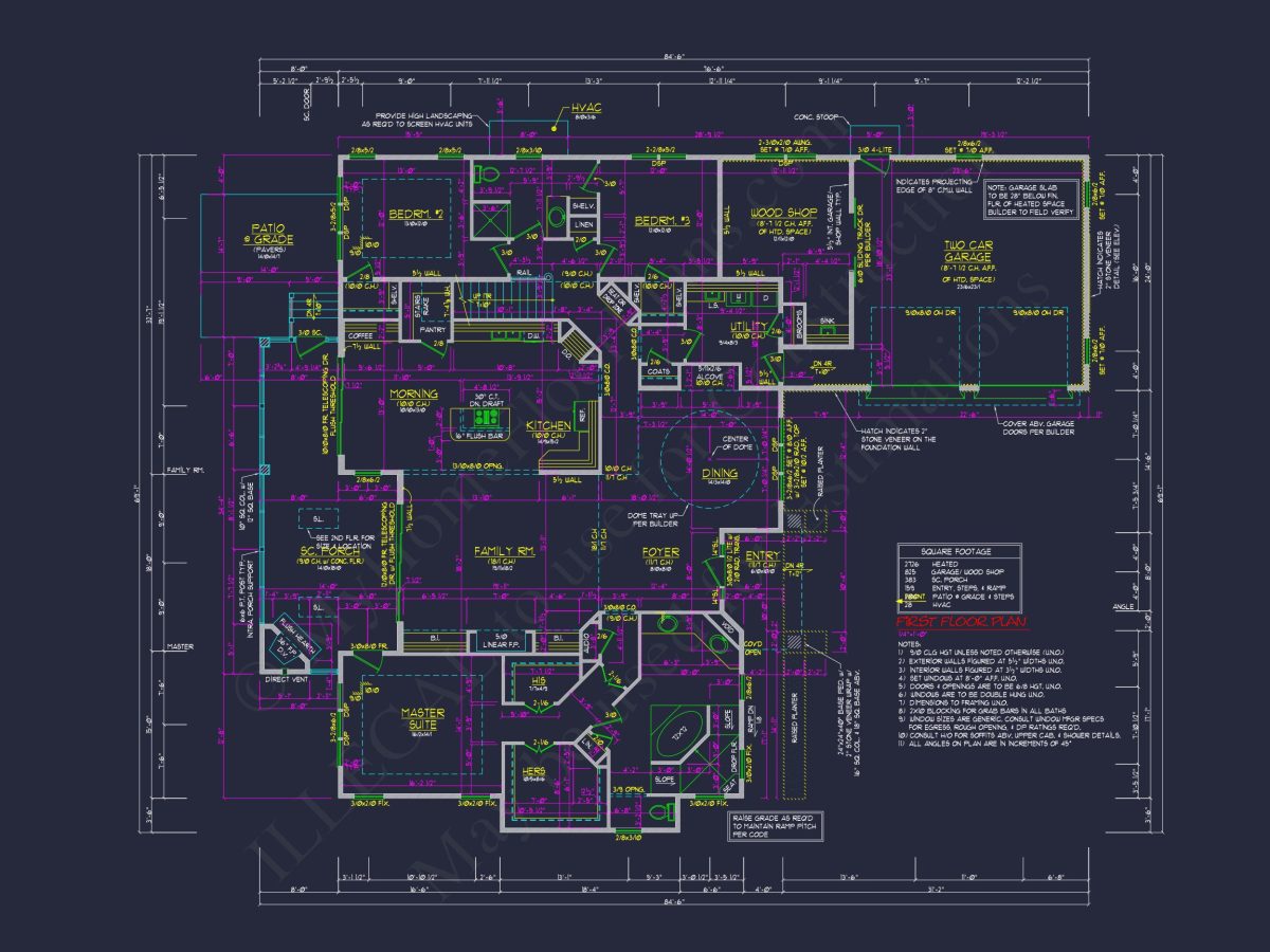 Traditional French Country house Floor Plan Blueprint