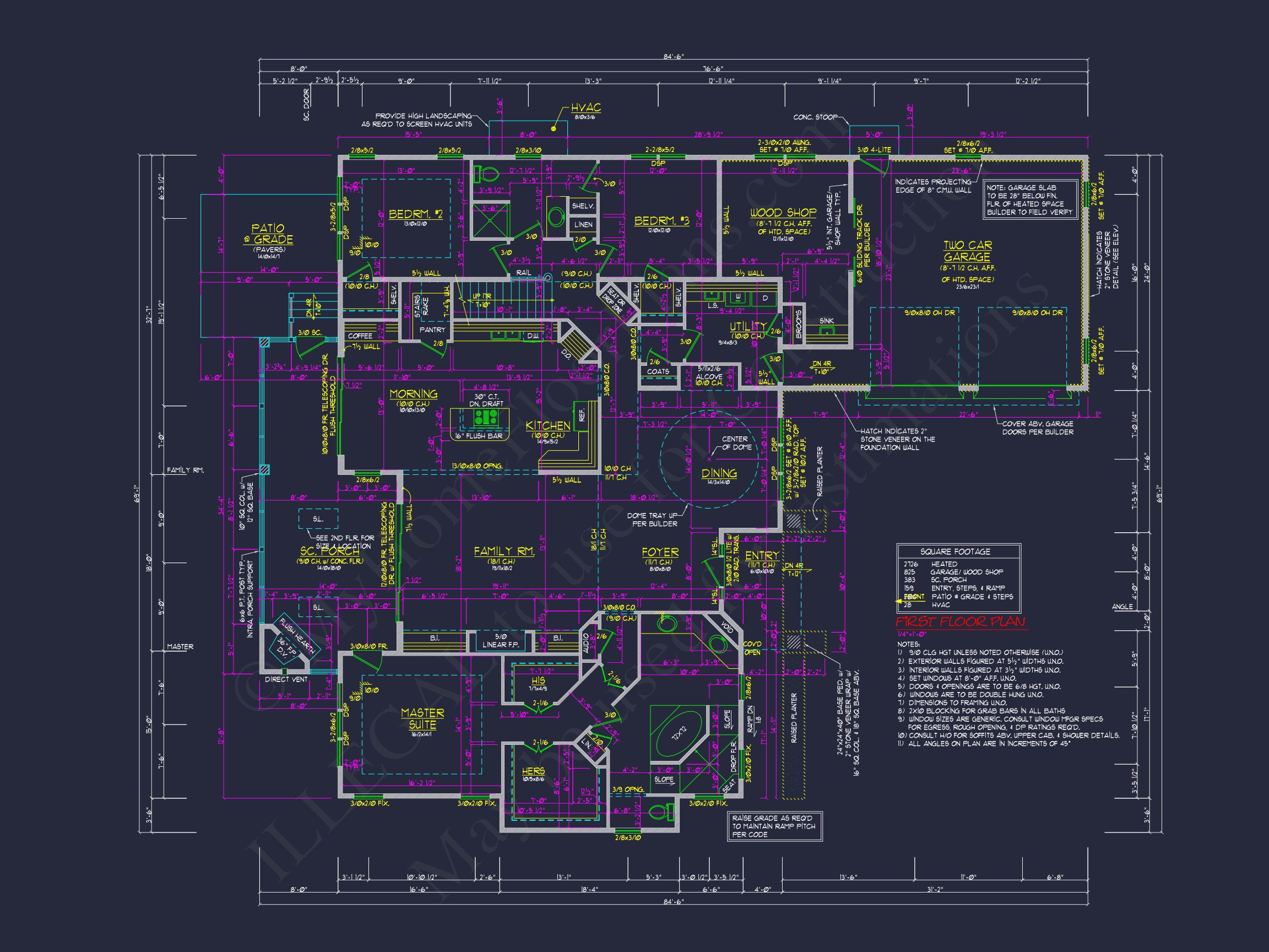 Traditional French Country house Floor Plan Blueprint
