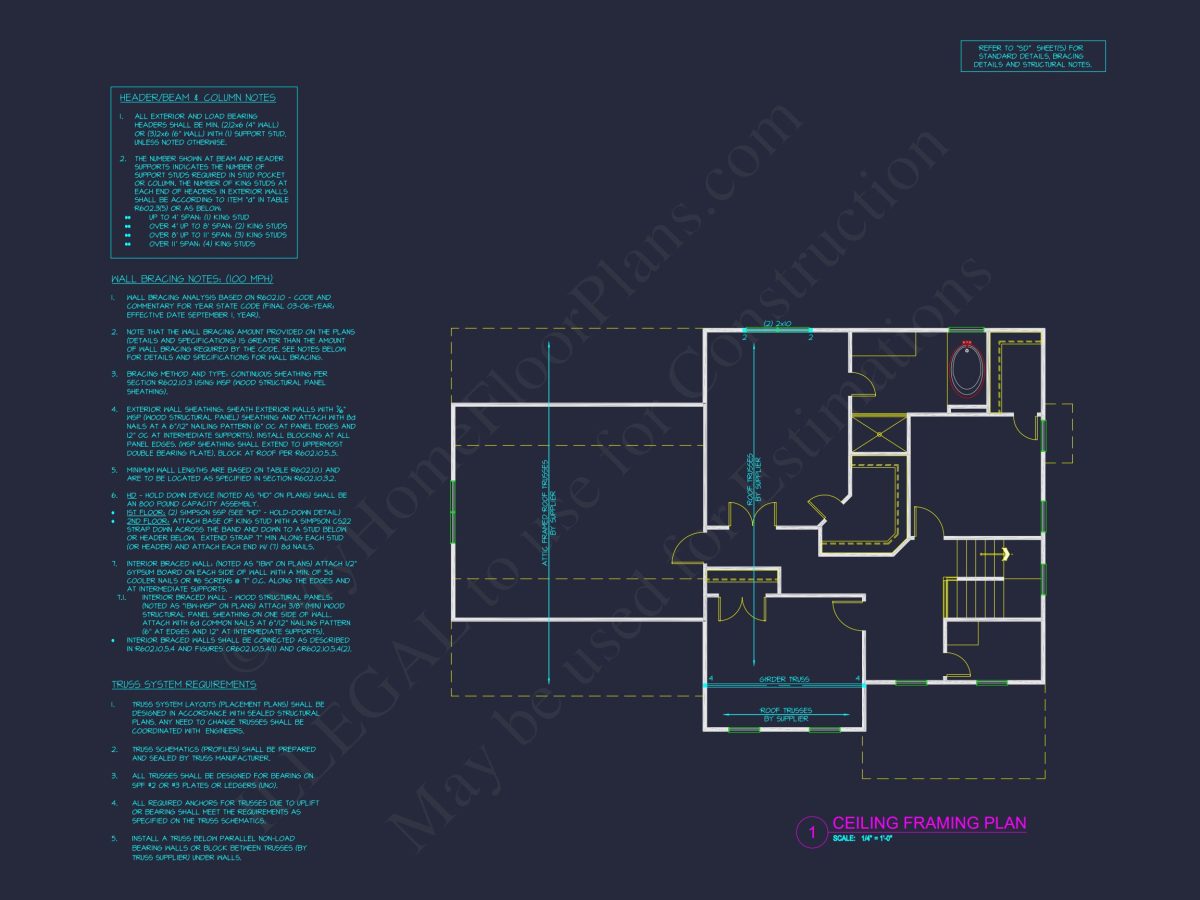 Traditional house Floor Plan with 2-Story CAD Designs