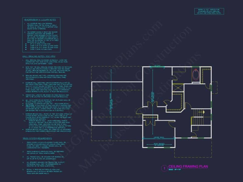 Traditional house Floor Plan with 2-Story CAD Designs