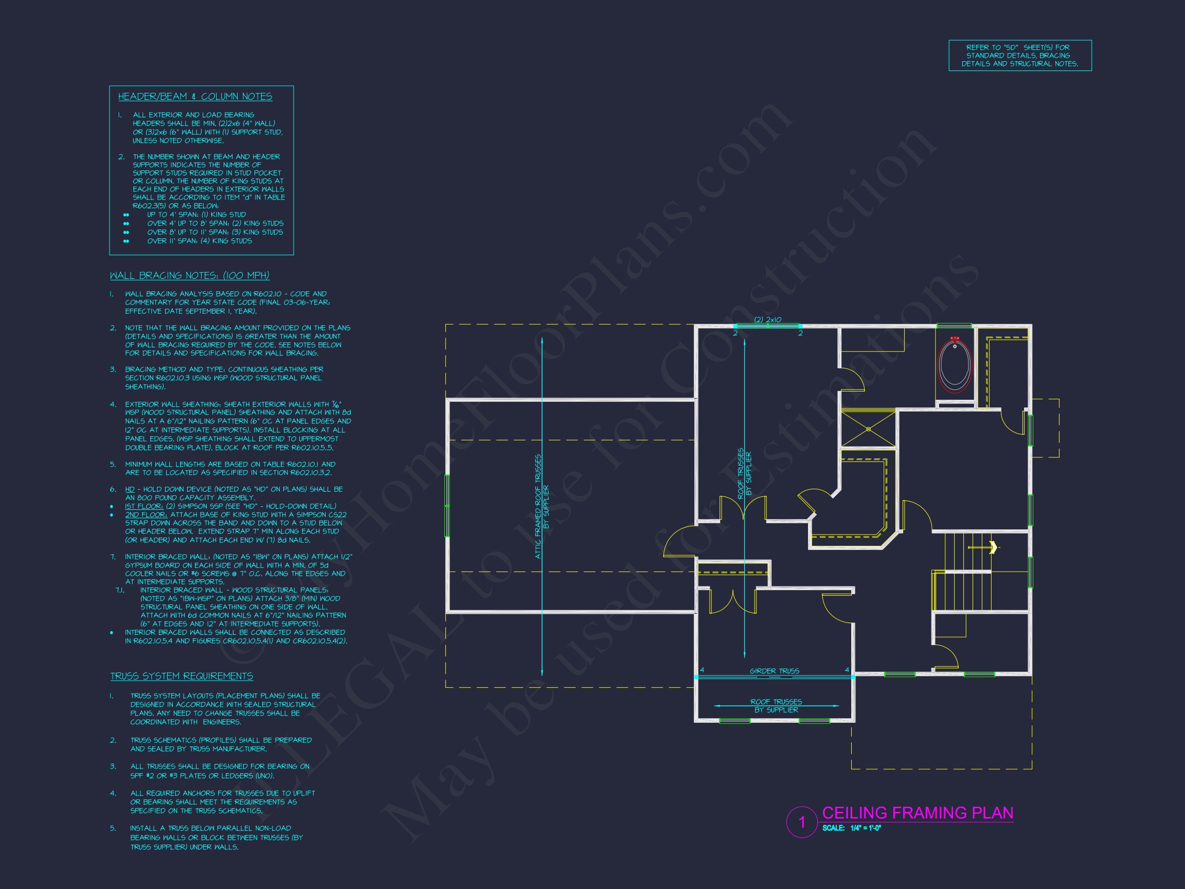Traditional house Floor Plan with 2-Story CAD Designs