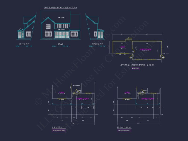 Traditional house Floor Plan with 4 Beds & Detailed CAD Blueprint
