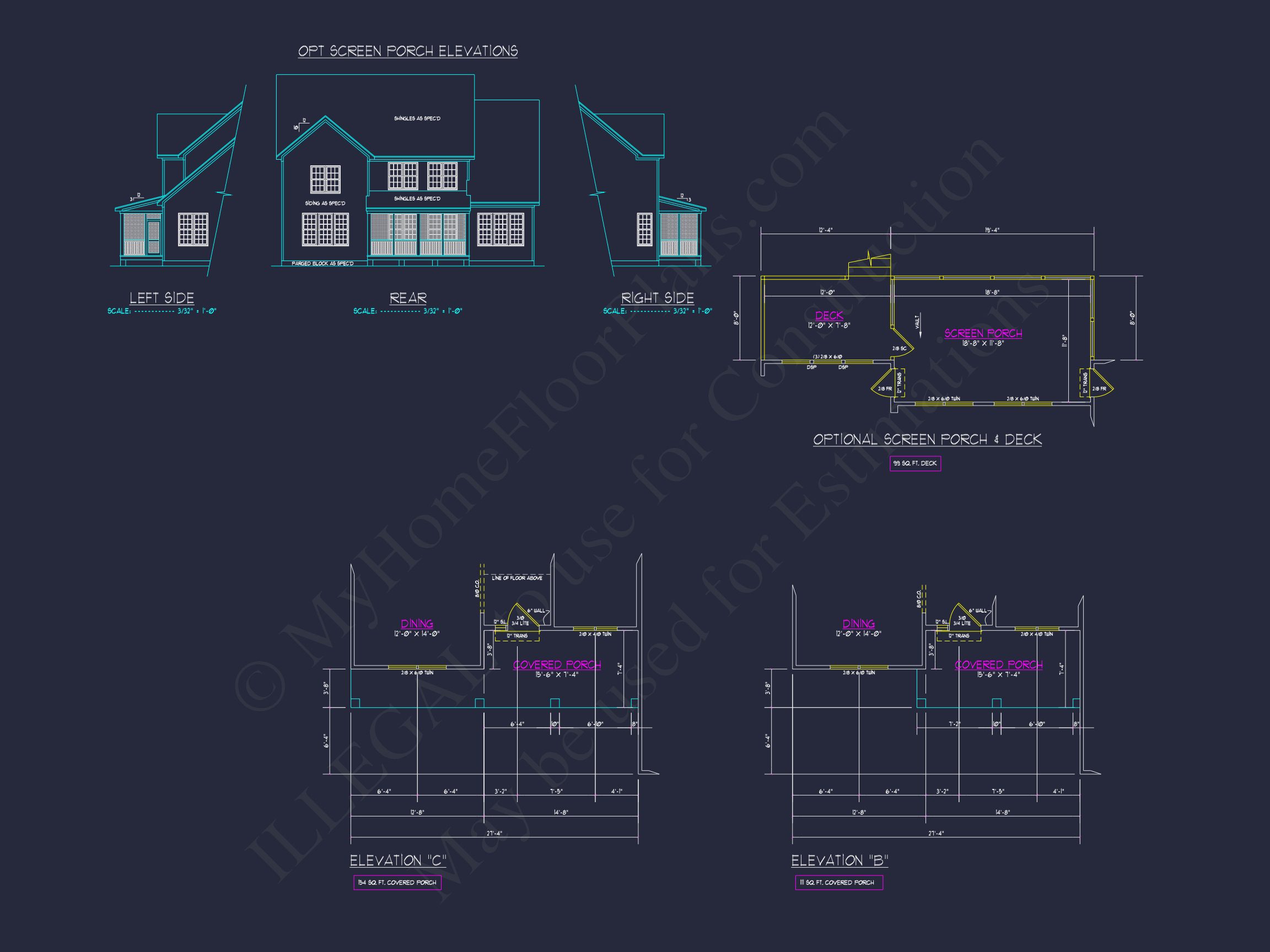 Traditional house Floor Plan with 4 Beds & Detailed CAD Blueprint