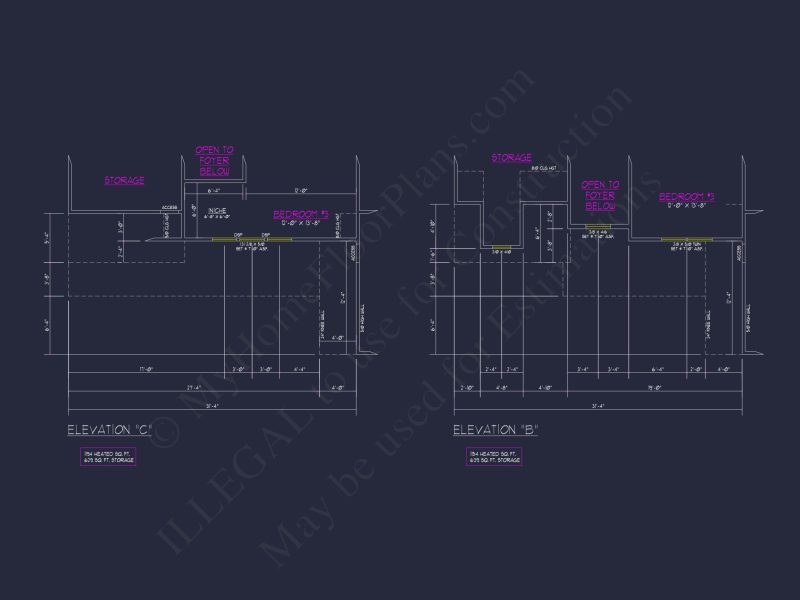 Traditional house Floor Plan with 4 Beds & Detailed CAD Blueprint