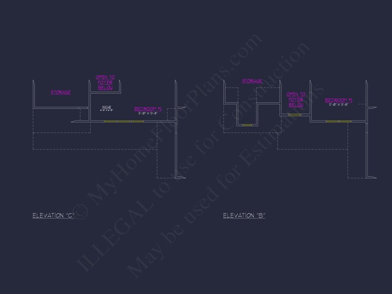 Traditional house Floor Plan with 4 Beds & Detailed CAD Blueprint