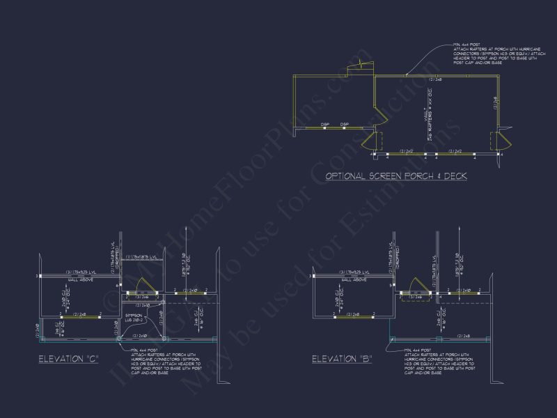 Traditional house Floor Plan with 4 Beds & Detailed CAD Blueprint